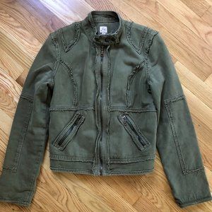 Rare Joie Distressed Army Green Military Jacket M